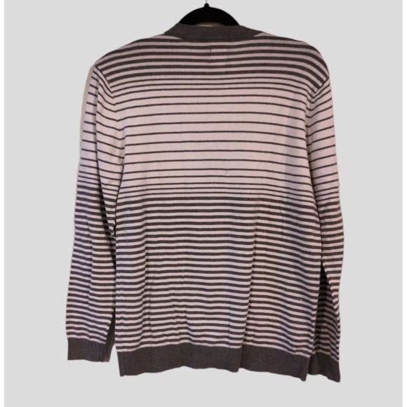 J.F J.Ferrar men’s Cardigan Sweater Gray White Stripe Long Sleeve Cotton M - Picture 8 of 8
